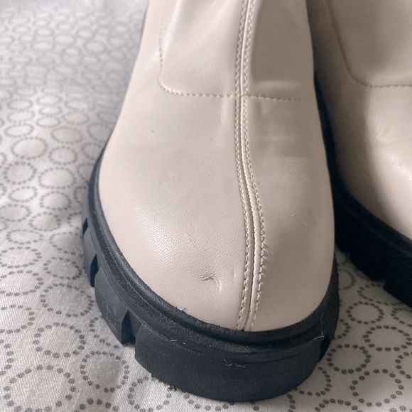 Steven Steve Madden Hewston Platform Block Heel Booties White Size 8.5 - Picture 3 of 8